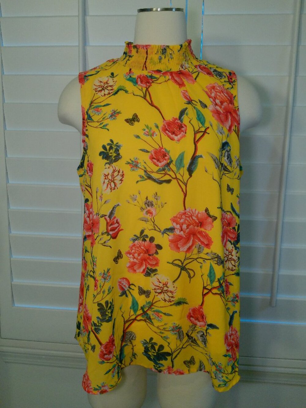 Sleeveless Blouse Floral Button Midnight Sky Size XL